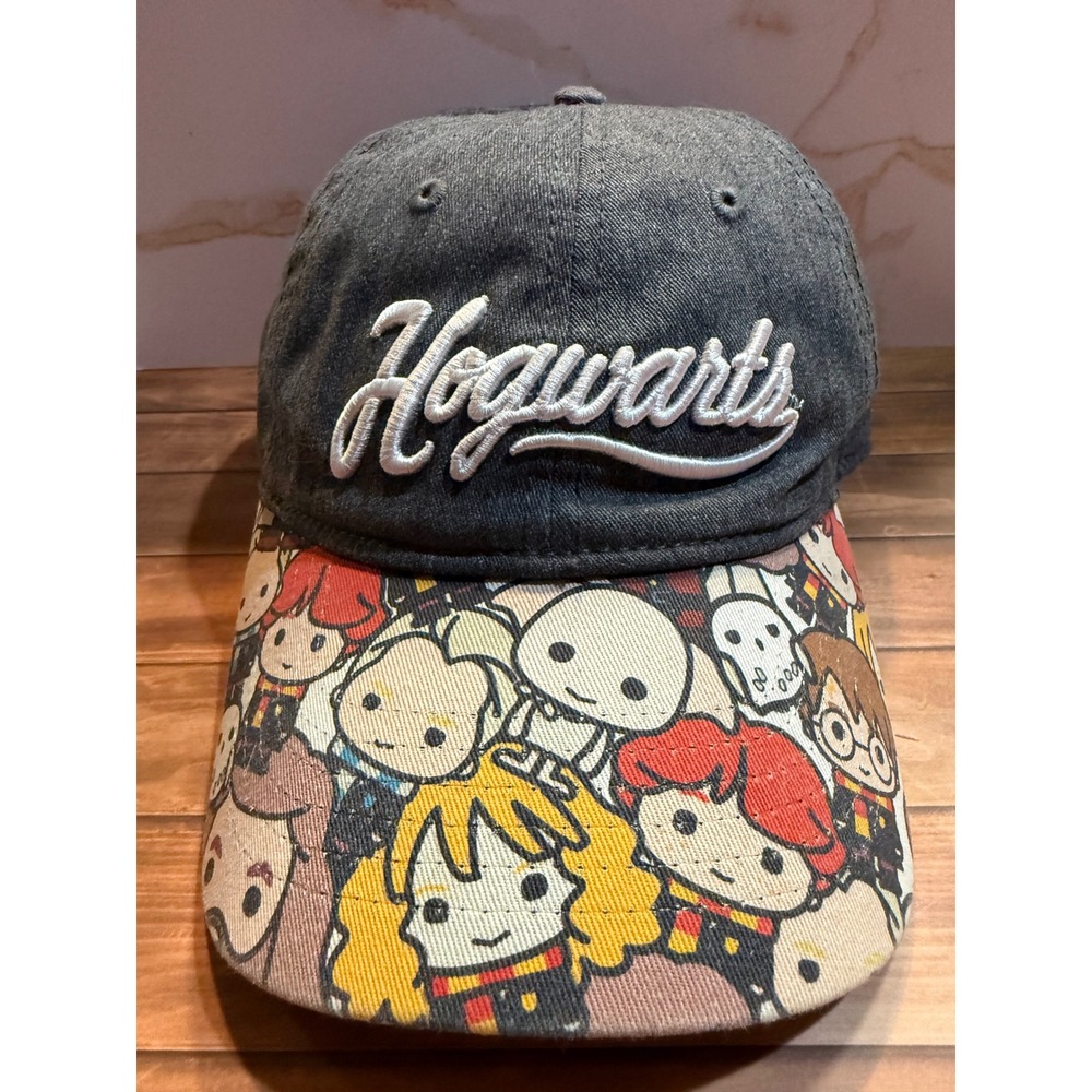 Harry Potter Hogwarts Baseball Cap Chibi Character Print Brim Gray Hat